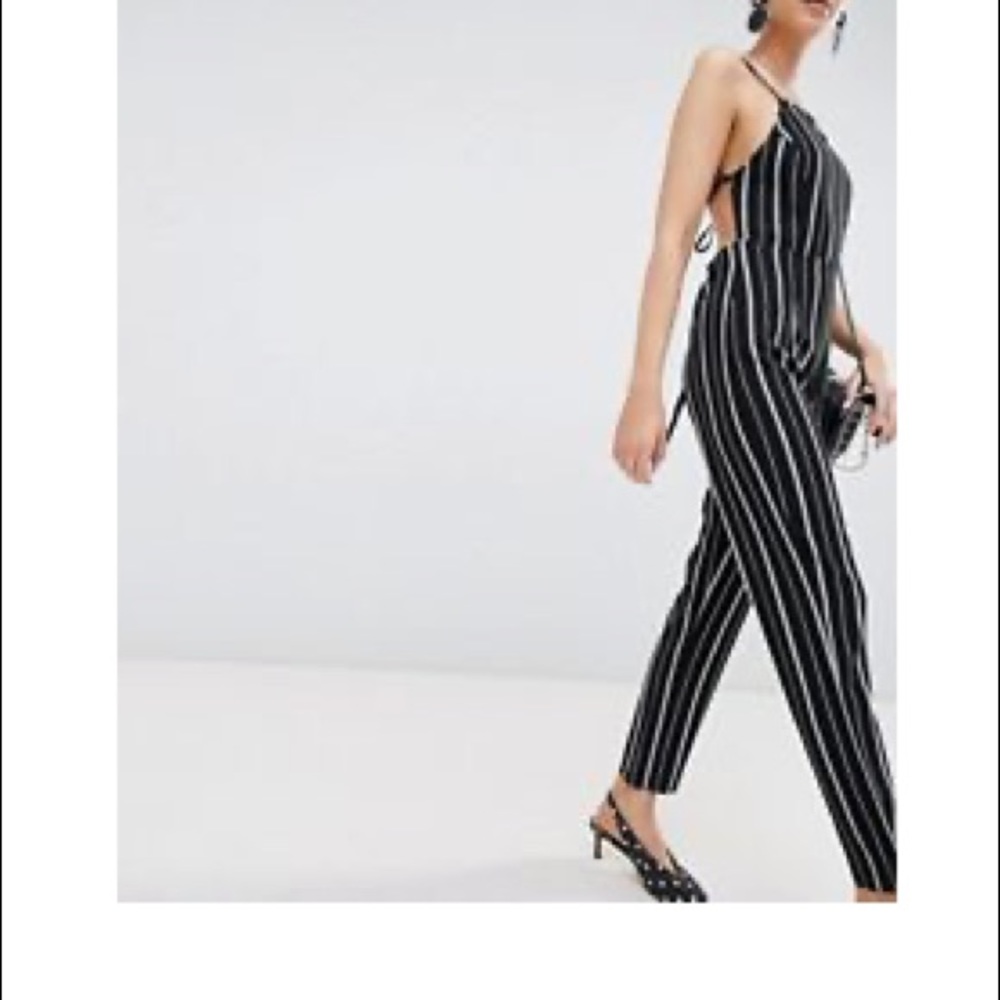 Black striped jumpsuit